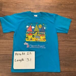 Vintage Carnival Cruise Line T Shirt XL Tropical Beach Graphic 90s
